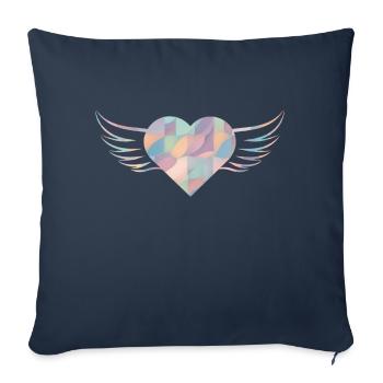 Coeur Pastel avec Ailes - ApriNoeScor - Housse de coussin décorative 45 x 45 cm - bleu marine - Devant
