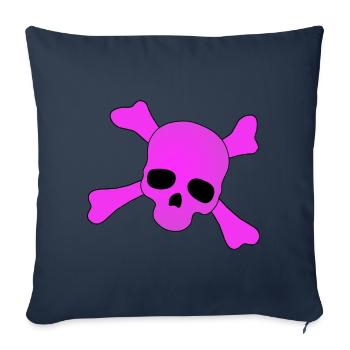 Crâne rose - Housse de coussin décorative 45 x 45 cm - bleu marine - Devant