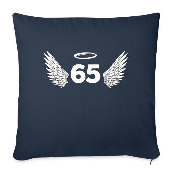 Numéro 65 ange - 65e anniversaire ailes - Housse de coussin décorative 45 x 45 cm - bleu marine - Devant