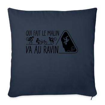 Qui fait le malin, va au ravin - Housse de coussin décorative 45 x 45 cm - bleu marine - Devant