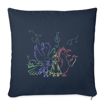 La chorale des oiseaux chante - Housse de coussin décorative 45 x 45 cm - bleu marine - Devant
