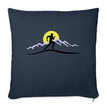 Running, Runner & Mountains & Sun - Housse de coussin décorative 45 x 45 cm - bleu marine - Devant