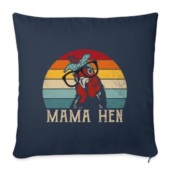 Mama Hen Funny Saying Poultry Chicken Hen Mutti - Housse de coussin décorative 45 x 45 cm - bleu marine - Devant