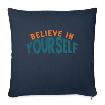 Citation de motivation Croyez en vous - Housse de coussin décorative 45 x 45 cm - bleu marine - Devant