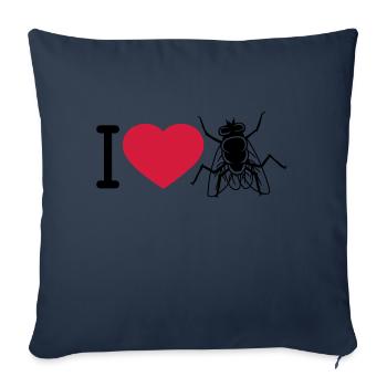 J’aime Housefly Heart - Housse de coussin décorative 45 x 45 cm - bleu marine - Devant