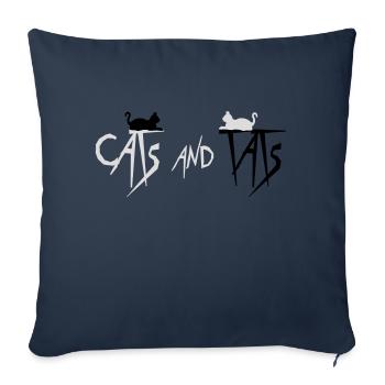 Citation de chats et de tats - Housse de coussin décorative 45 x 45 cm - bleu marine - Devant