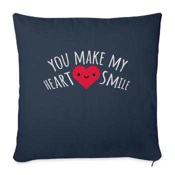 Faire sourire mon cœur - Housse de coussin décorative 45 x 45 cm - bleu marine - Devant