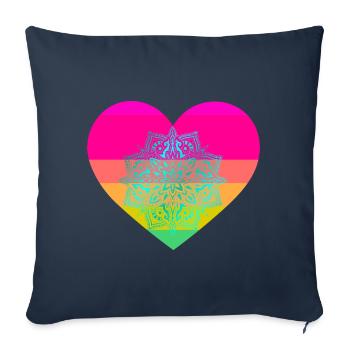 Regernbogen coeur Mandala coeurs Saint-Valentin - Housse de coussin décorative 45 x 45 cm - bleu marine - Devant