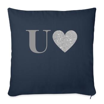 Silver Heart Letter u - Sofa pillowcase 17,3'' x 17,3'' (45 x 45 cm) - navy - Front