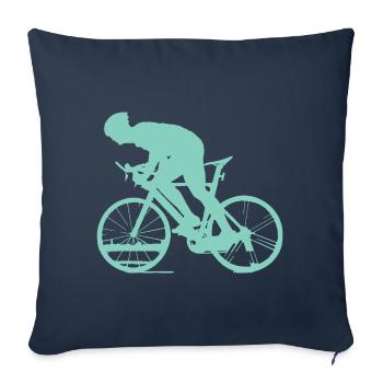 Cyclisme - Turquoise - Housse de coussin décorative 45 x 45 cm - bleu marine - Devant