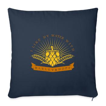 J'aime mon eau à l'orge et de houblon de bière alcool - Housse de coussin décorative 45 x 45 cm - bleu marine - Devant