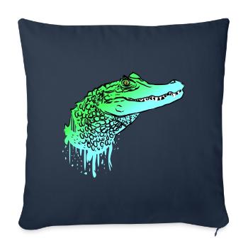 Crocodile crocodile lézard crocodile - Housse de coussin décorative 45 x 45 cm - bleu marine - Devant