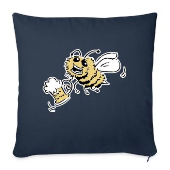 Bee with beer - Sofa pillowcase 17,3'' x 17,3'' (45 x 45 cm) - navy - Front