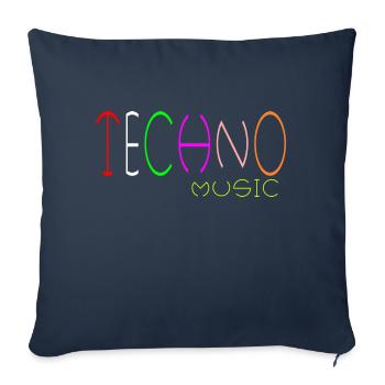 musique techno - Housse de coussin décorative 45 x 45 cm - bleu marine - Devant
