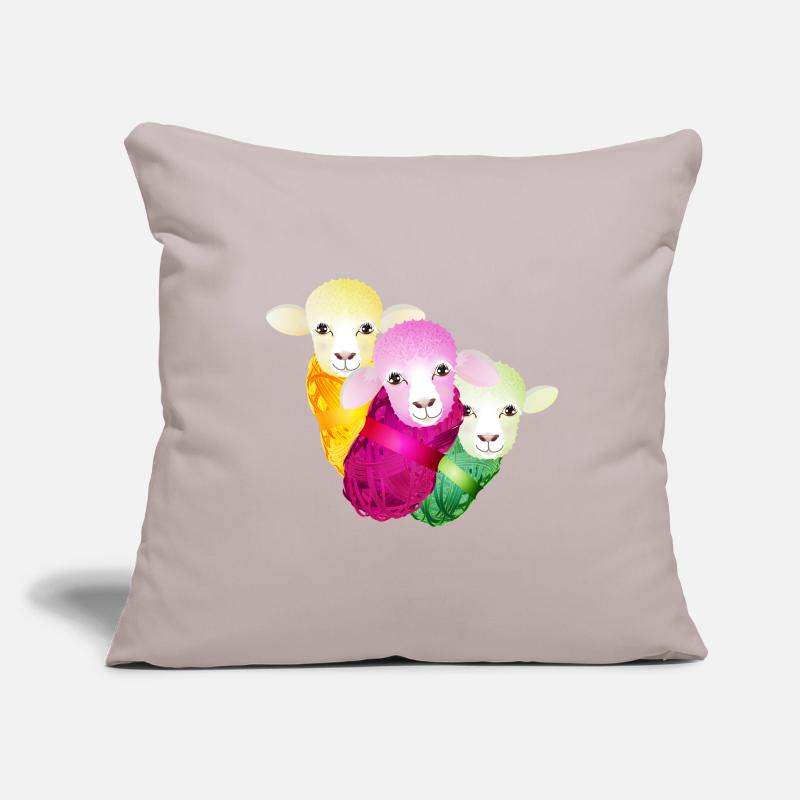 three colourful sheep with colour-coordinated wool Sofa pillowcase 17,3'' x 17,3'' (45 x 45 cm)