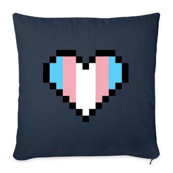 Fierté transgenre Pixel Art Cœur - Housse de coussin décorative 45 x 45 cm - bleu marine - Devant