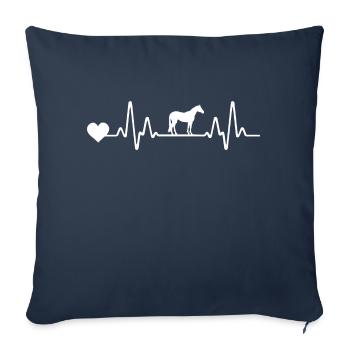 Cavalier équestre Rythme cardiaque équestre - Housse de coussin décorative 45 x 45 cm - bleu marine - Devant