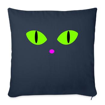 Yeux de chat verts - Housse de coussin décorative 45 x 45 cm - bleu marine - Devant