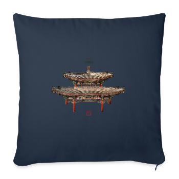 Chinesisch_Architektur_Zhichun1886_Sommerpalast - Housse de coussin décorative 45 x 45 cm - bleu marine - Devant