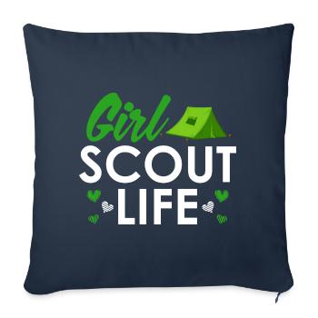 Scout Girl Life - Scouts Girl Scouts - Housse de coussin décorative 45 x 45 cm - bleu marine - Devant