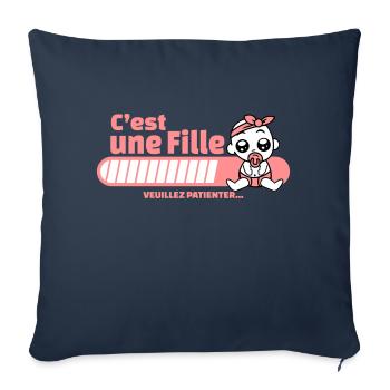 annonce grossesse - c'est une fille - Housse de coussin décorative 45 x 45 cm - bleu marine - Devant