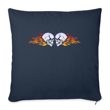 skull skull flame flame flame - Sofa pillowcase 17,3'' x 17,3'' (45 x 45 cm) - navy - Front