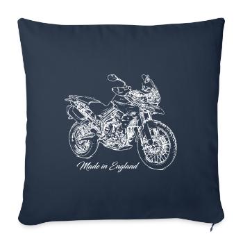 Adventure - Made in England - Moto - Housse de coussin décorative 45 x 45 cm - bleu marine - Devant