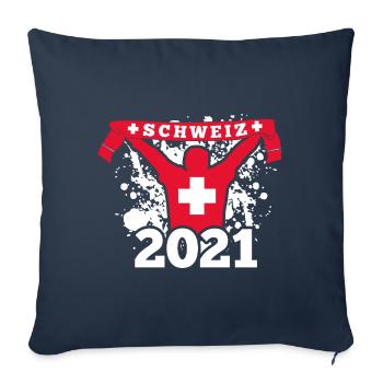 Suisse Football Articles de football 2021 - Housse de coussin décorative 45 x 45 cm - bleu marine - Devant