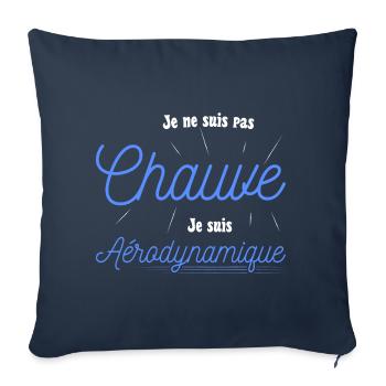 Pas chauve mais aérodynamique - Housse de coussin décorative 45 x 45 cm - bleu marine - Devant