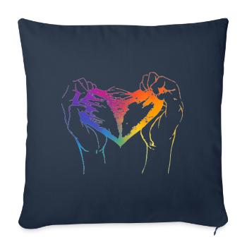 Cœur déchiré aux couleurs de l’arc-en-ciel pour la fierté - Housse de coussin décorative 45 x 45 cm - bleu marine - Devant