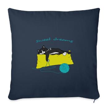 Schlafshirt Sweet Dreams Katze schläft auf Kissen - Sofakissenbezug 45 x 45 cm - Navy - Vorne