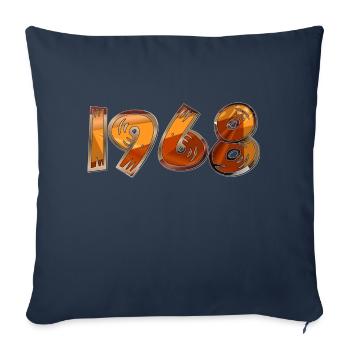 Année 1968 - Housse de coussin décorative 45 x 45 cm - bleu marine - Devant