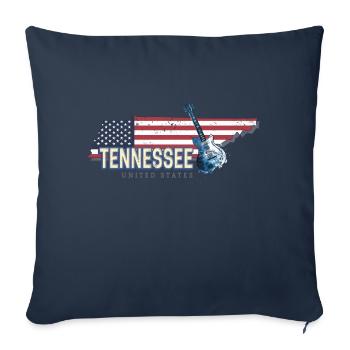 Tennessee États-Unis Carte murale rétro États-Unis - Housse de coussin décorative 45 x 45 cm - bleu marine - Devant