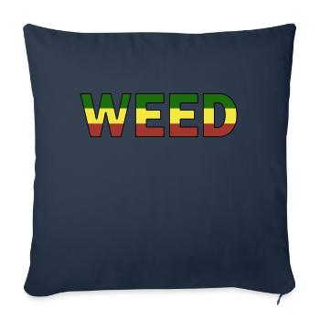 Marijuana Herbe Cannabis - Housse de coussin décorative 45 x 45 cm - bleu marine - Devant