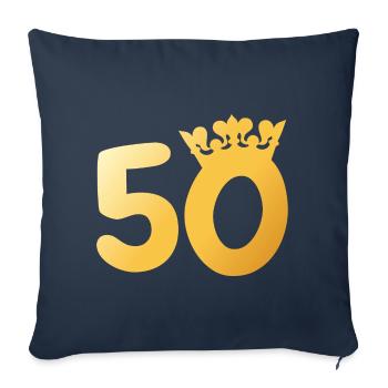 50ème anniversaire 50ème anniversaire cadeau de la Couronne - Housse de coussin décorative 45 x 45 cm - bleu marine - Devant