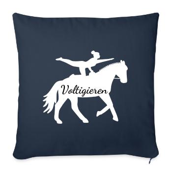 Cheval blanc avec sauteur - cheval de saut - Housse de coussin décorative 45 x 45 cm - bleu marine - Devant