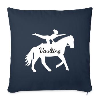 Voltige - Cheval - Equestre - Volti - Housse de coussin décorative 45 x 45 cm - bleu marine - Devant