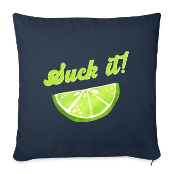 Lime Slice Cocktail Bar Suck It Saying - Sofa pillowcase 17,3'' x 17,3'' (45 x 45 cm) - navy - Front