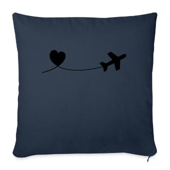 Flugzeug mit Herz - Sofakissenbezug 45 x 45 cm - Navy - Vorne