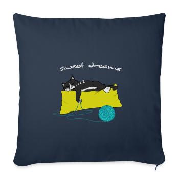 Schlafshirt Sweet Dreams Katze schläft auf Kissen - Sofakissenbezug 45 x 45 cm - Navy - Vorne
