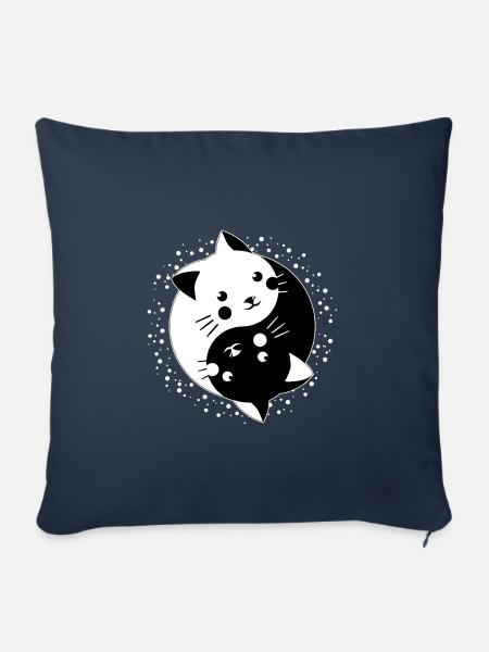 Coole Kätzchen Yin Yang Katzen Cat Geschenkidee - Sofakissenbezug 45 x 45 cm - Navy