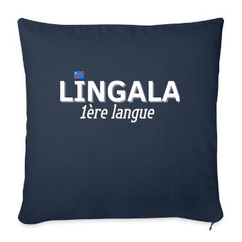 lingala 1ère langue- Tee shirt humour - Housse de coussin décorative 45 x 45 cm - bleu marine - Devant
