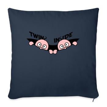 Jumeaux À L’intérieur Jumeaux 2 Bébés Ventre Enceinte - Housse de coussin décorative 45 x 45 cm - bleu marine - Devant