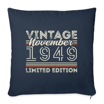 Né en novembre 1949 Anniversaire en novembre 1949 - Housse de coussin décorative 45 x 45 cm - bleu marine - Devant