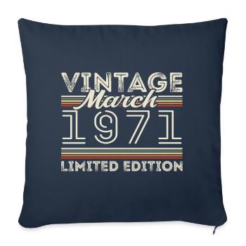 Mars 1971 Millésime 1971 Cadeau d’anniversaire Mars - Housse de coussin décorative 45 x 45 cm - bleu marine - Devant