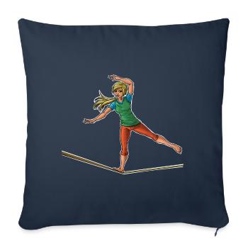 Female slackliner - slackline lover - Sofa pillowcase 17,3'' x 17,3'' (45 x 45 cm) - navy - Front
