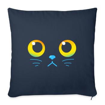 Neugierige schwarze Katzenaugen - Sofakissenbezug 45 x 45 cm - Navy - Vorne