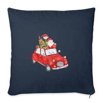 Voiture de Noël avec Père Noël - Housse de coussin décorative 45 x 45 cm - bleu marine - Devant