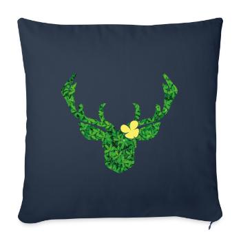 Cerf avec fleur en jaune extra exceptionnel - Housse de coussin décorative 45 x 45 cm - bleu marine - Devant