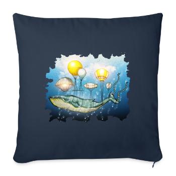 Wal, Fliegender Wal - Sofakissenbezug 45 x 45 cm - Navy - Vorne
